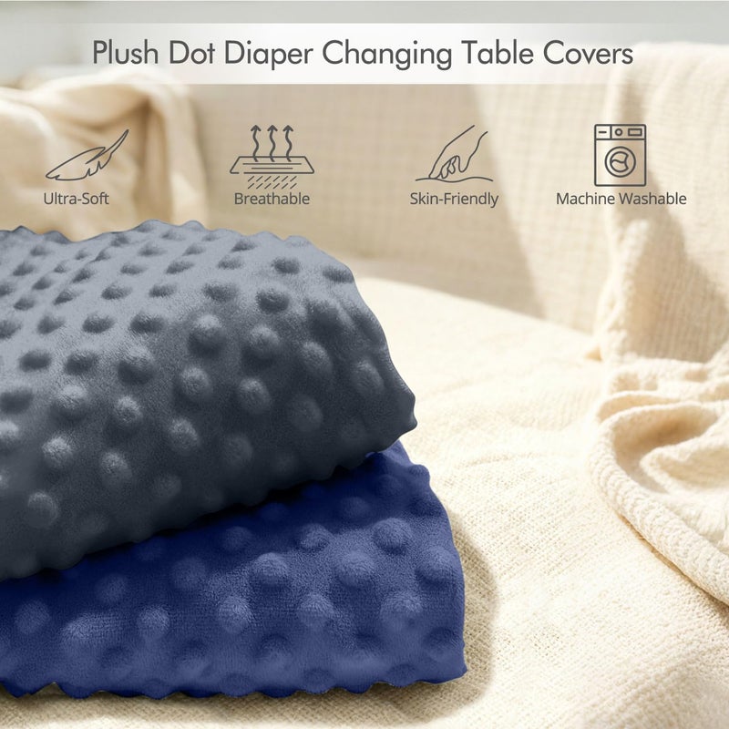 JVEOO 2 Pack Baby Changing Pad Covers, Super Soft Plush Dot Diaper Changing Table Covers Fit 32x16 Inch Changing Table Pad for Baby Boys & Girls - Image 2